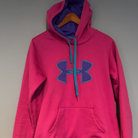 Under Armour Pink Hoodie with Blue Logo - Picture 4 of 9